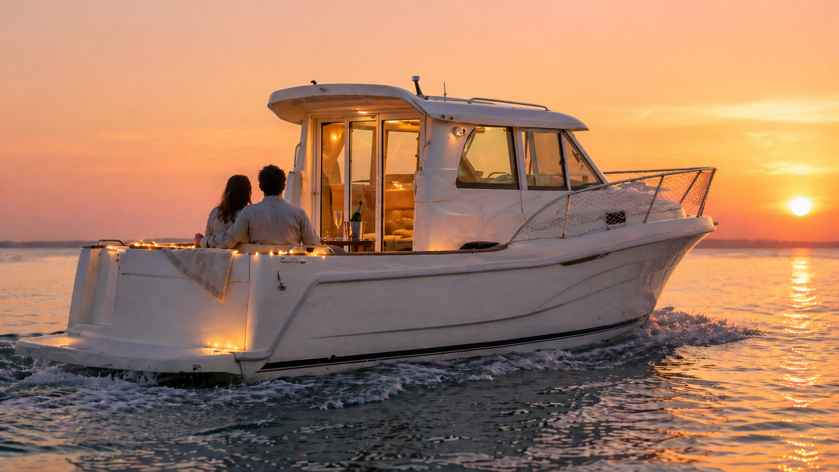 Atardecer en el mar en pareja