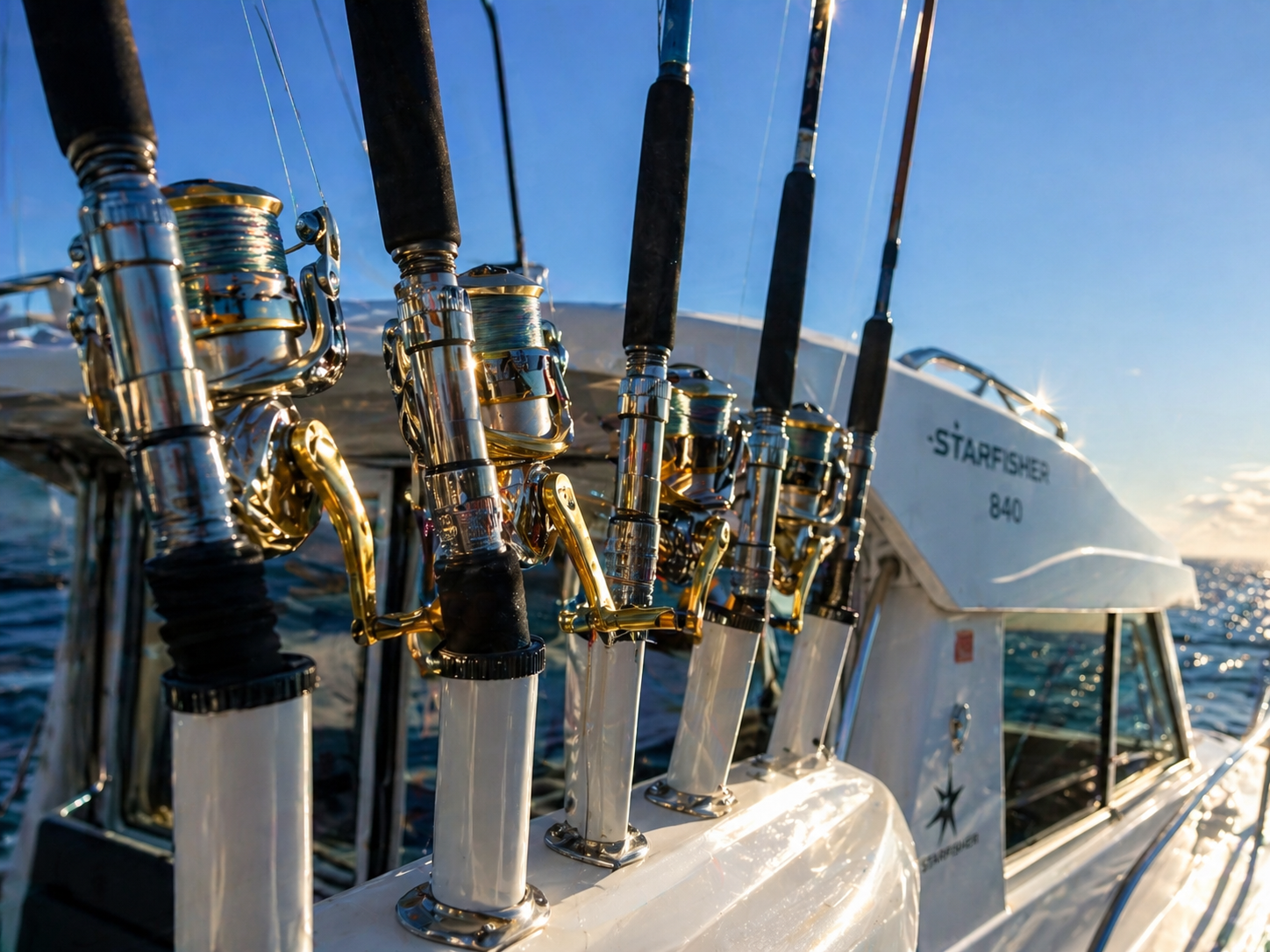 Barco navegando para pesca deportiva