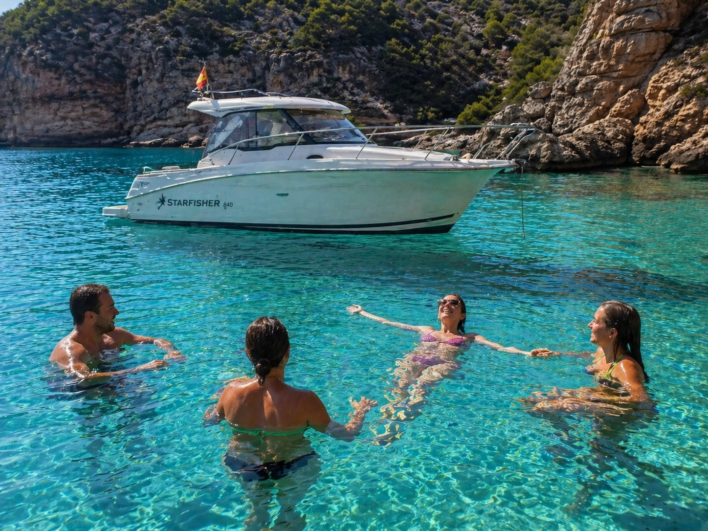 Barco premium en el mar